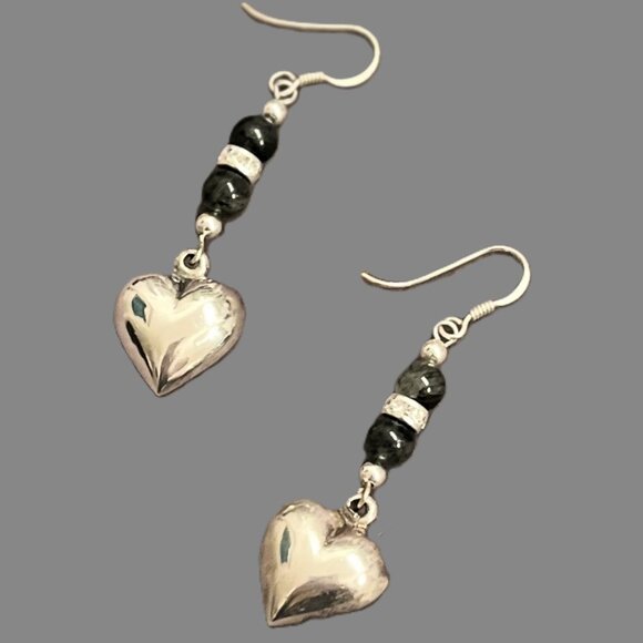 🆕 Green Tourmaline Rutilated Quartz Necklace & Earrings Set | 925 Puffy Hearts - Picture 5 of 5